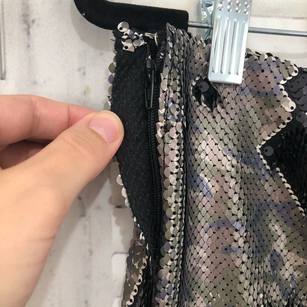 Free People Camo Skinny Sequin Mini Skirt Green Festive Cocktail Party NWT - Picture 10 of 11